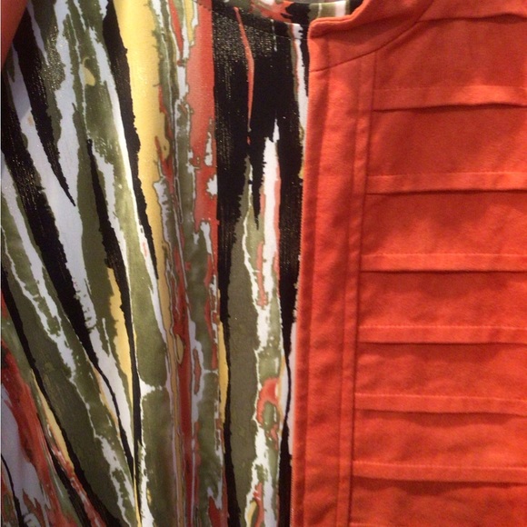 Tan Jay suede-like orange jacket/blazer with  bonus coordinating Tee - Picture 3 of 8